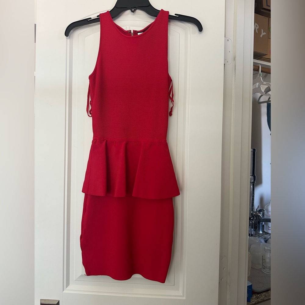 BCBGMaxAzria Red Peplum Mini Dress